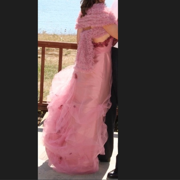 Luly Yang Couture Raspberry Creme Silk Gown - Picture 4 of 14